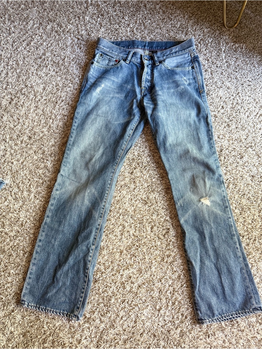 Vintage Y2K Bootcut Jeans Men's Size 30 Medium Wash 100% Cotton Distressed Denim